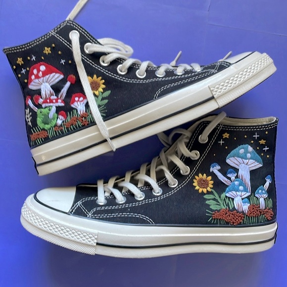 Converse Chuck Taylor All Star Custom Embroidered Mushroom Sneakers - NWOT - Picture 4 of 11